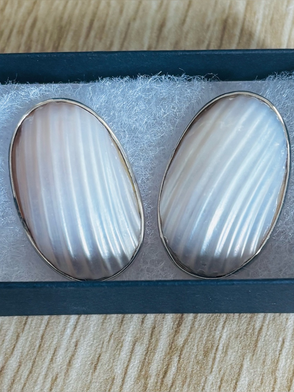 Pearlescent and Gold Earrings in Opal White